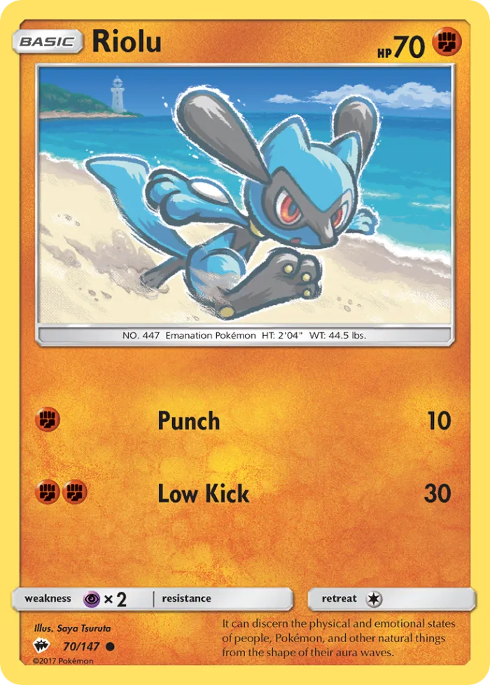 Riolu #70 Burning Shadows Pokemon card