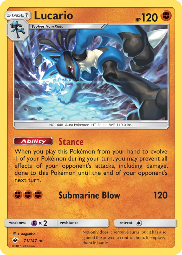 Lucario #71 Burning Shadows Pokemon card