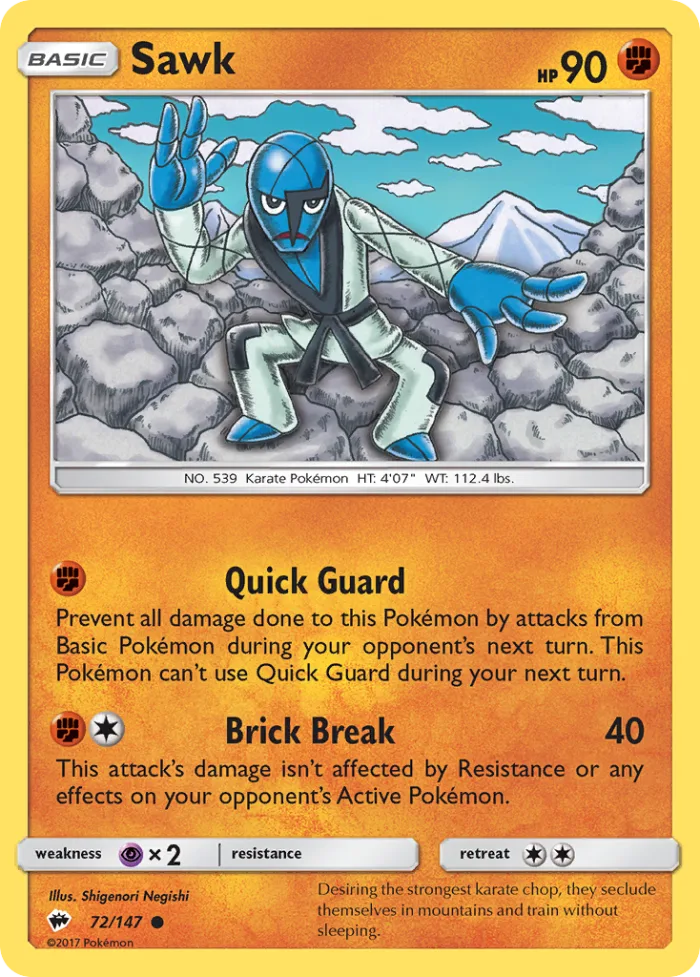 Sawk #72 Burning Shadows Pokemon card