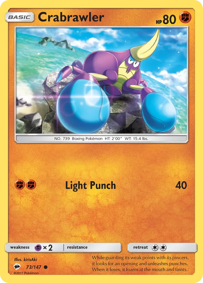 Crabrawler #73 Burning Shadows Pokemon card