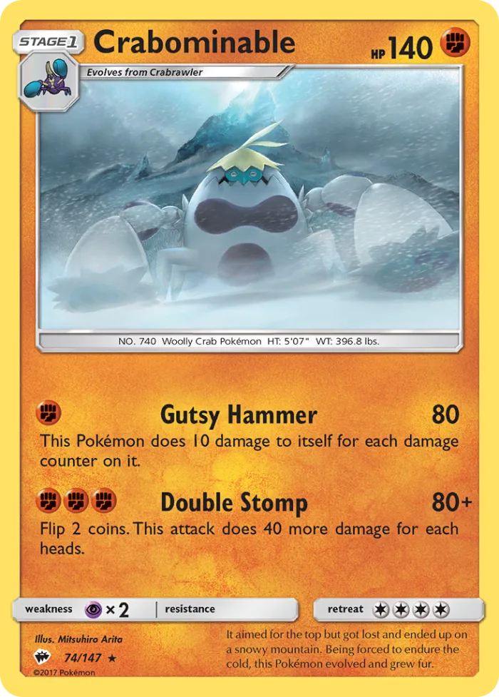 Crabominable #74 Burning Shadows Pokemon card