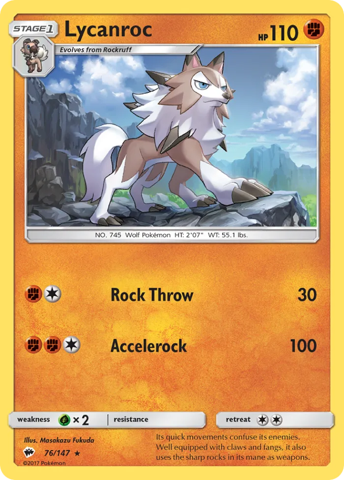 Lycanroc #76 Burning Shadows Pokemon card