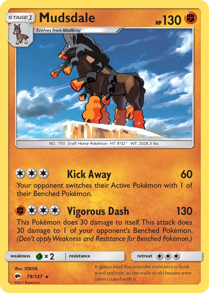 Mudsdale #78 Burning Shadows Pokemon card