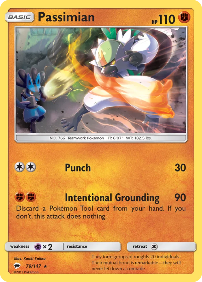 Passimian #79 Burning Shadows Pokemon card