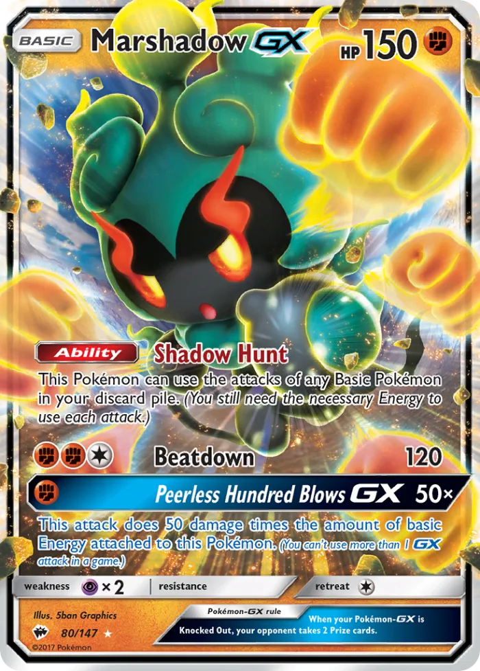 Marshadow-GX #80 Burning Shadows Pokemon card