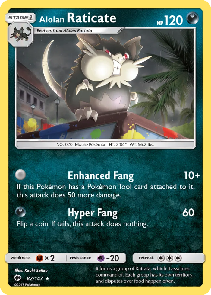 Alolan Raticate #82 Burning Shadows Pokemon card