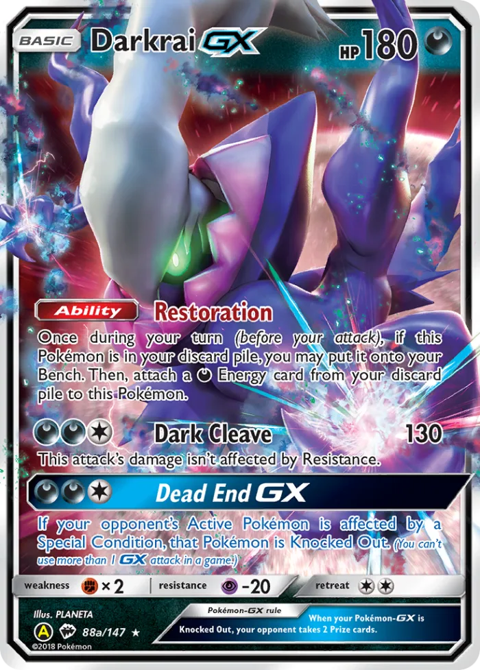 Darkrai-GX #88a Burning Shadows Pokemon card