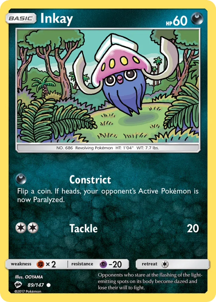 Inkay #89 Burning Shadows Pokemon card