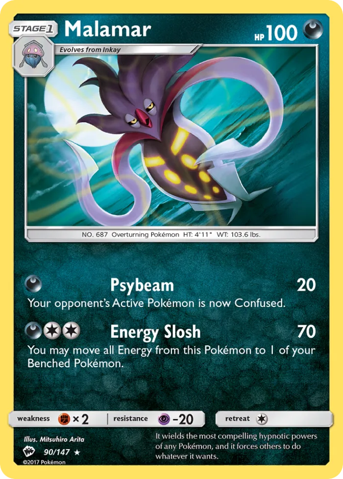 Malamar #90 Burning Shadows Pokemon card