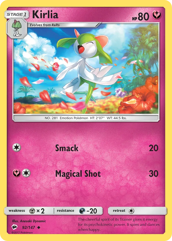 Kirlia #92 Burning Shadows Pokemon card