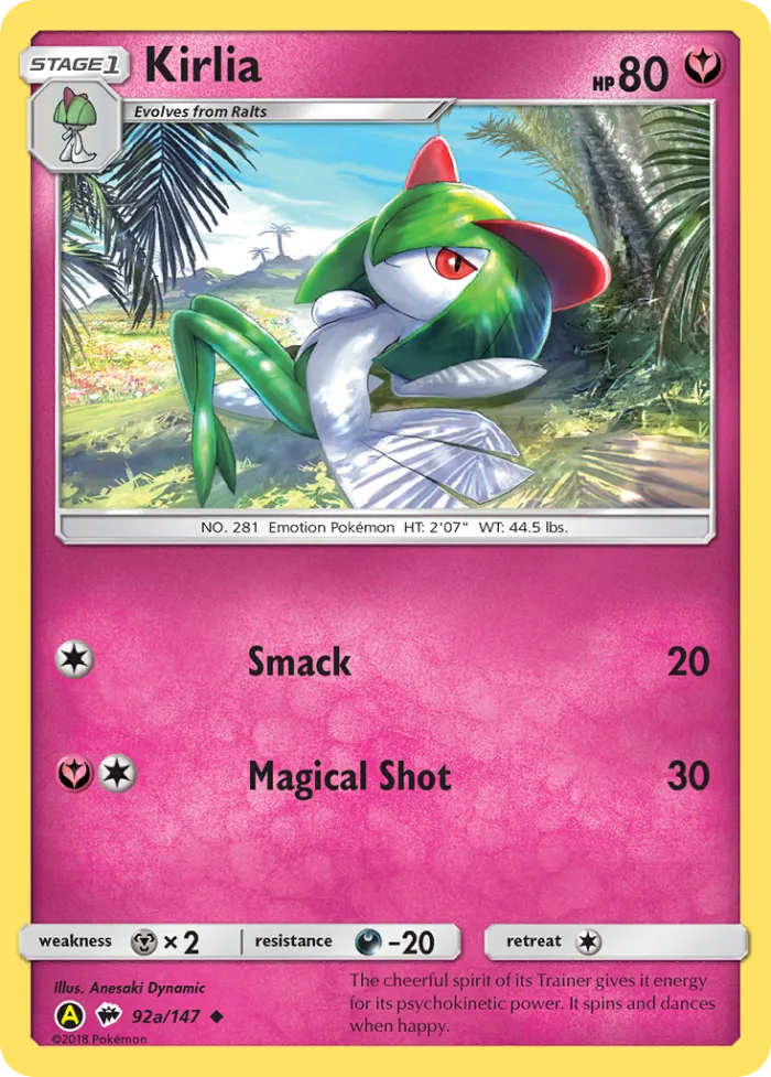 Kirlia #92a Burning Shadows Pokemon card