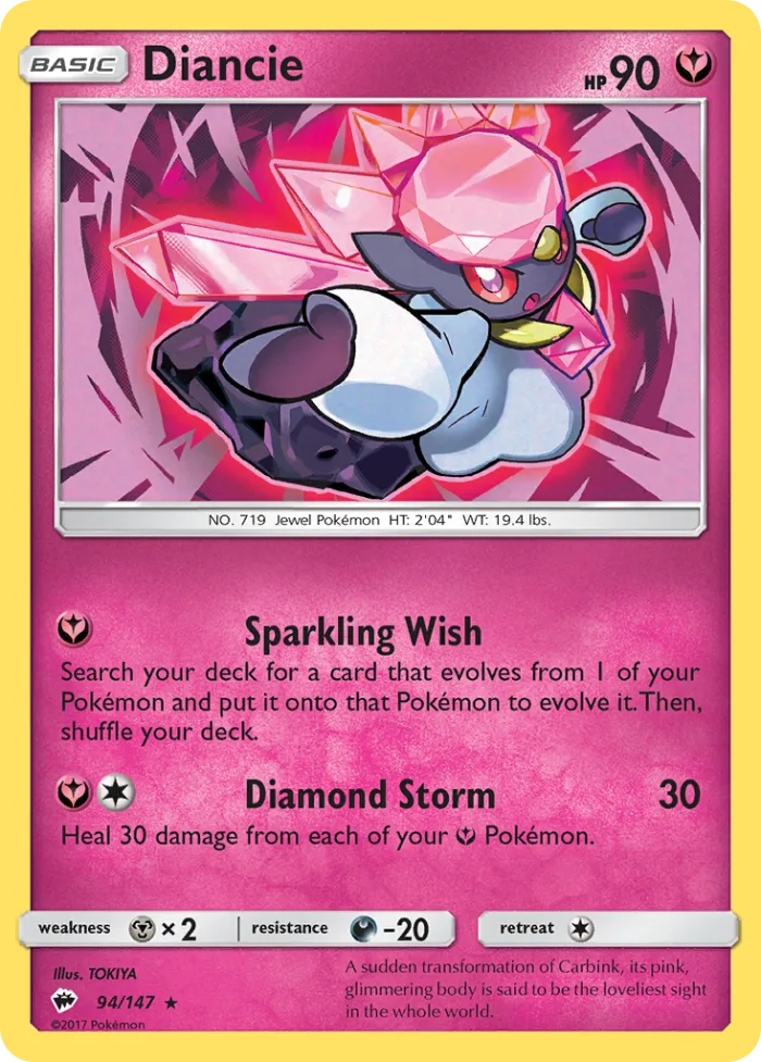 Diancie #94 Burning Shadows Pokemon card