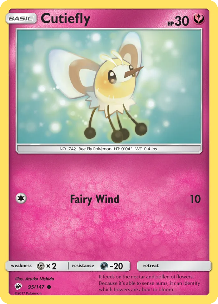 Cutiefly #95 Burning Shadows Pokemon card