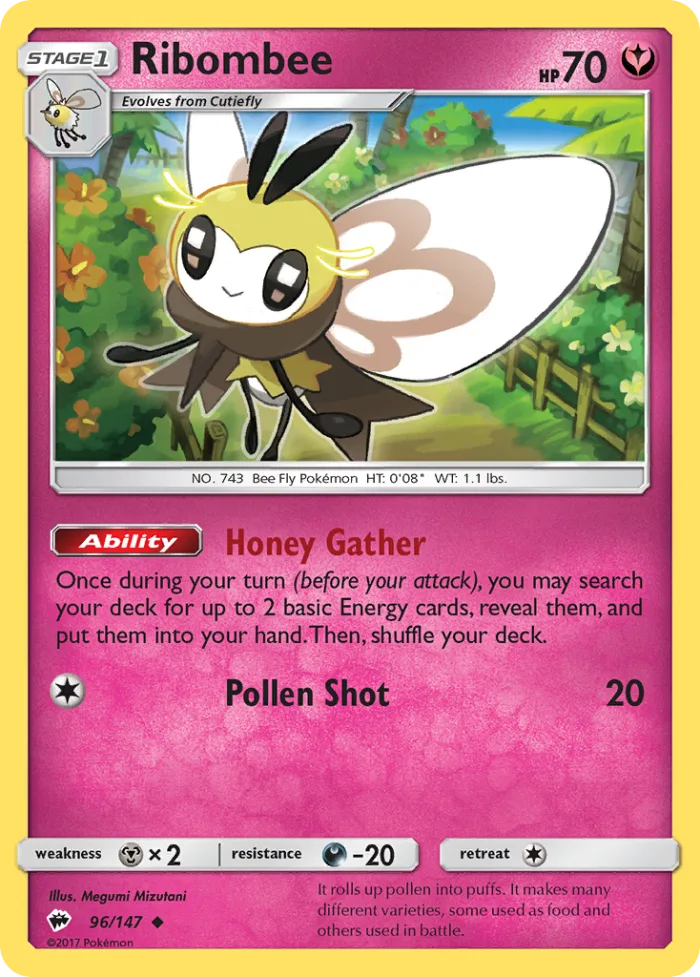 Ribombee #96 Burning Shadows Pokemon card
