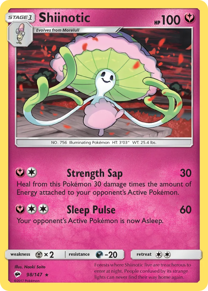 Shiinotic #98 Burning Shadows Pokemon card