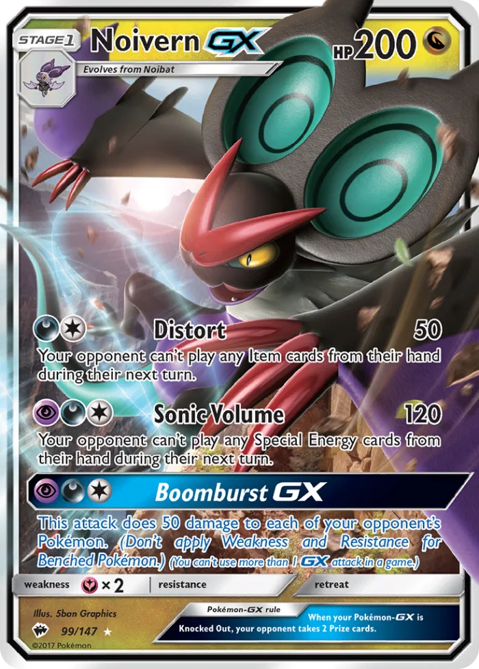 Noivern-GX #99 Burning Shadows Pokemon card