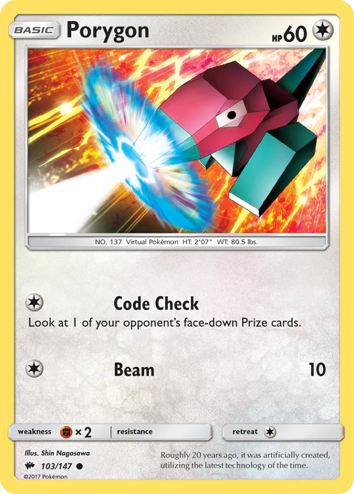 Porygon #103 Burning Shadows Pokemon card