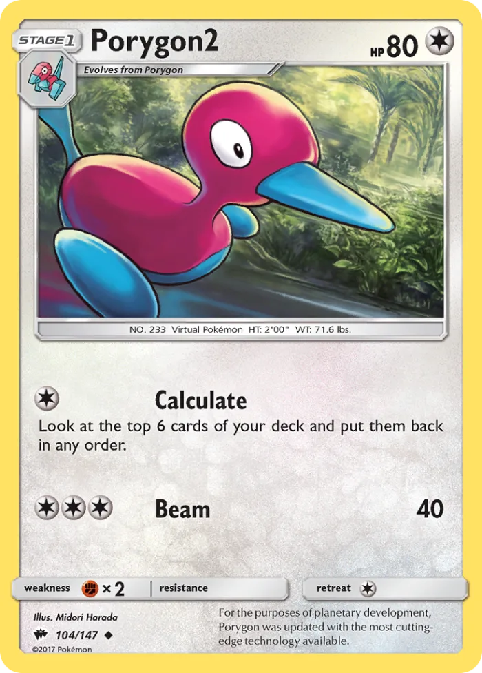 Porygon2 #104 Burning Shadows Pokemon card
