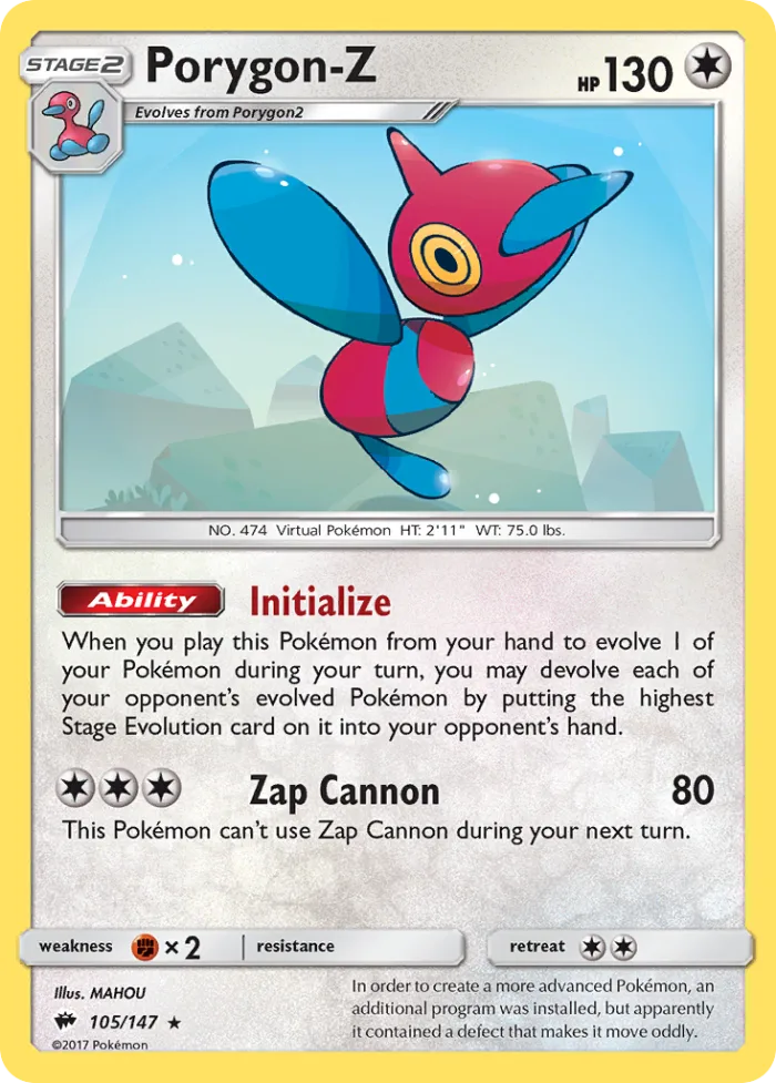 Porygon-Z #105 Burning Shadows Pokemon card