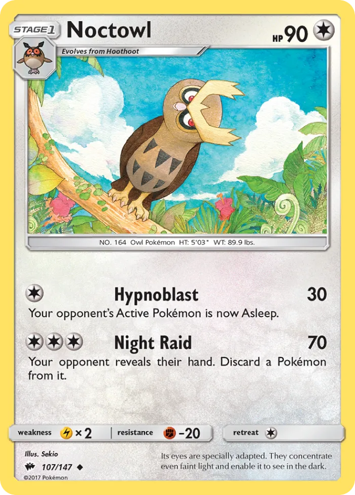 Noctowl #107 Burning Shadows Pokemon card