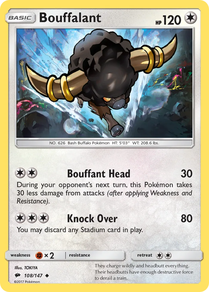 Bouffalant #108 Burning Shadows Pokemon card