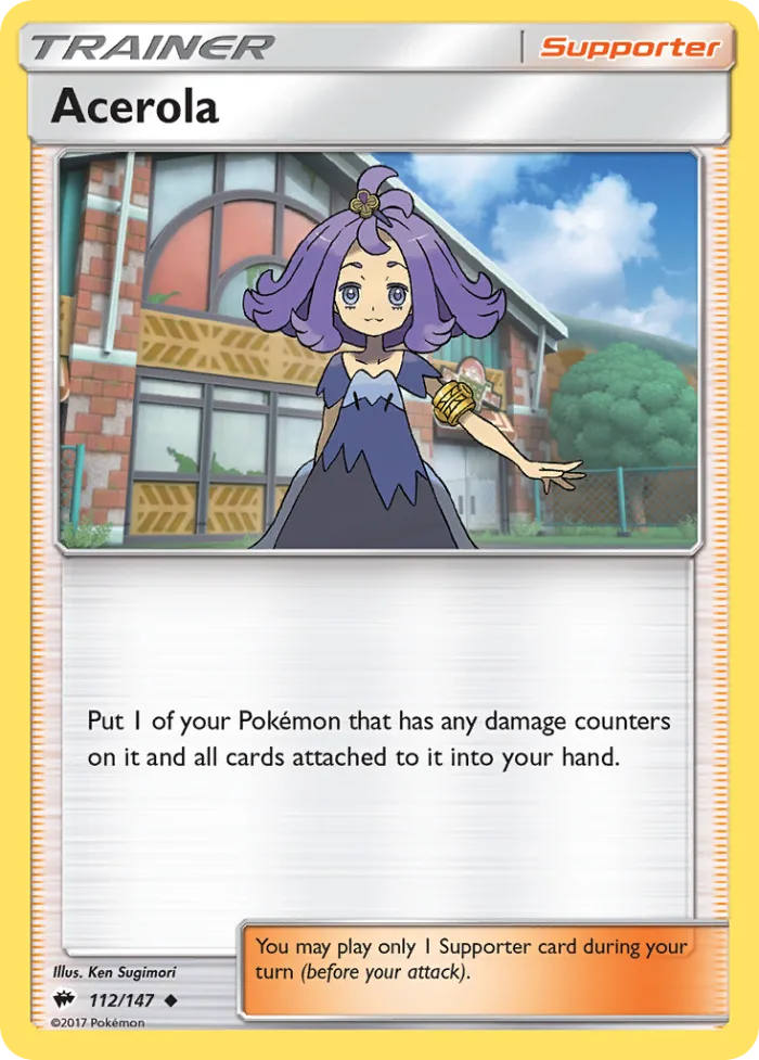 Acerola #112 Burning Shadows Pokemon card