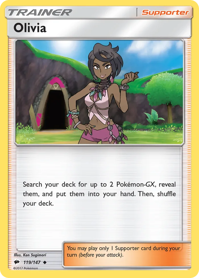 Olivia #119 Burning Shadows Pokemon card