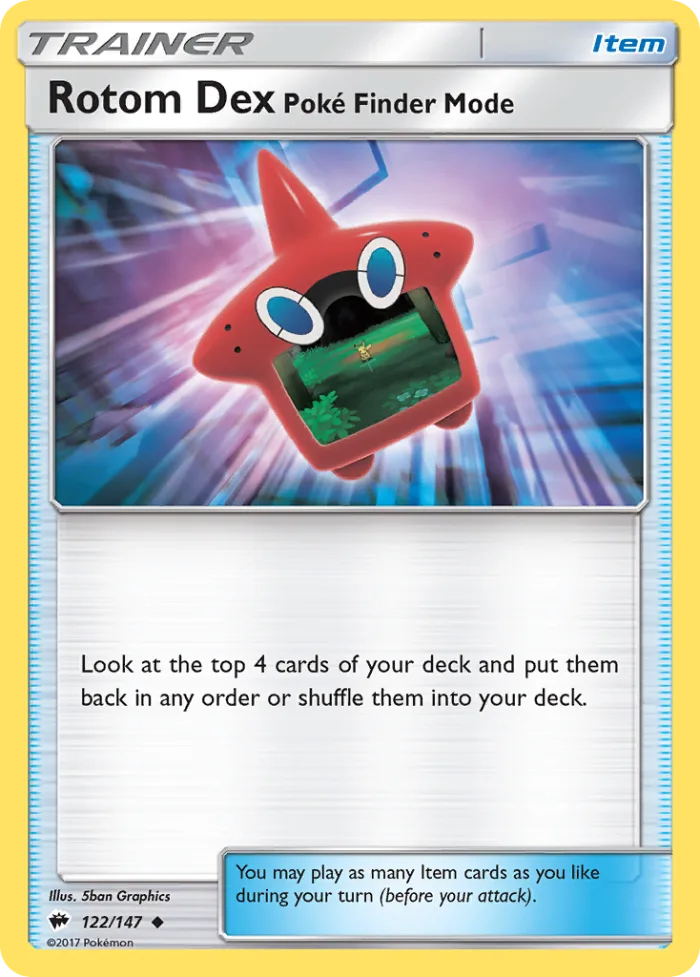 Rotom Dex Poké Finder Mode #122 Burning Shadows Pokemon card