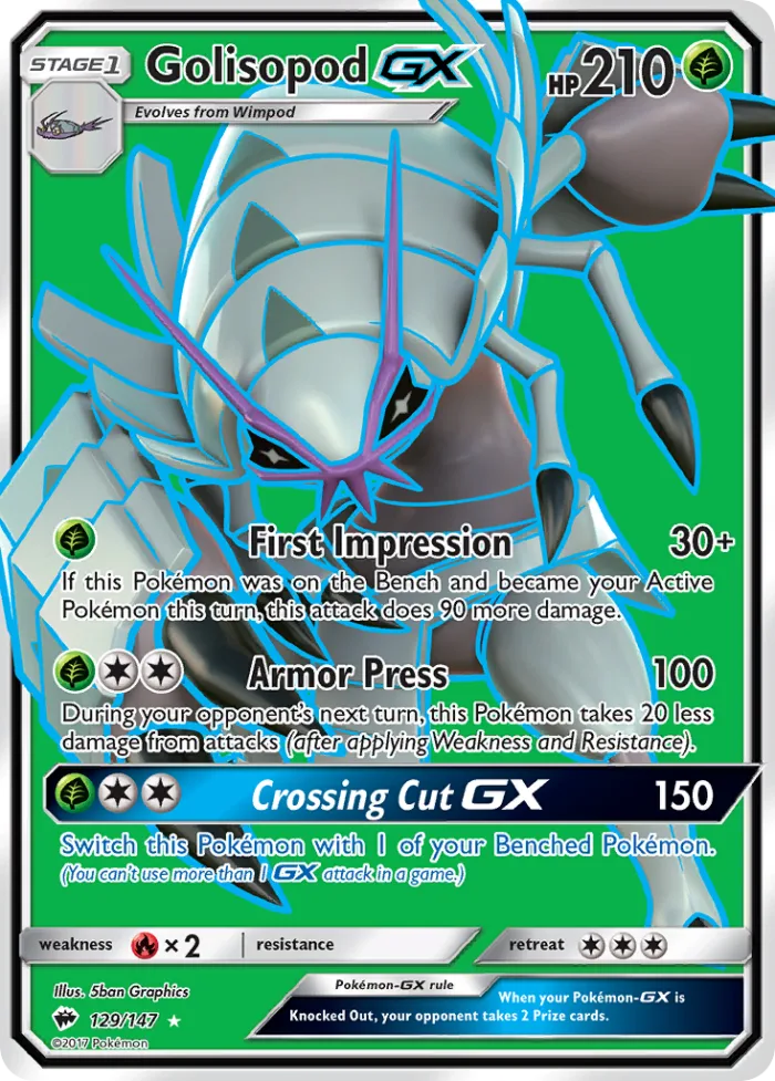 Golisopod-GX #129 Burning Shadows Pokemon card
