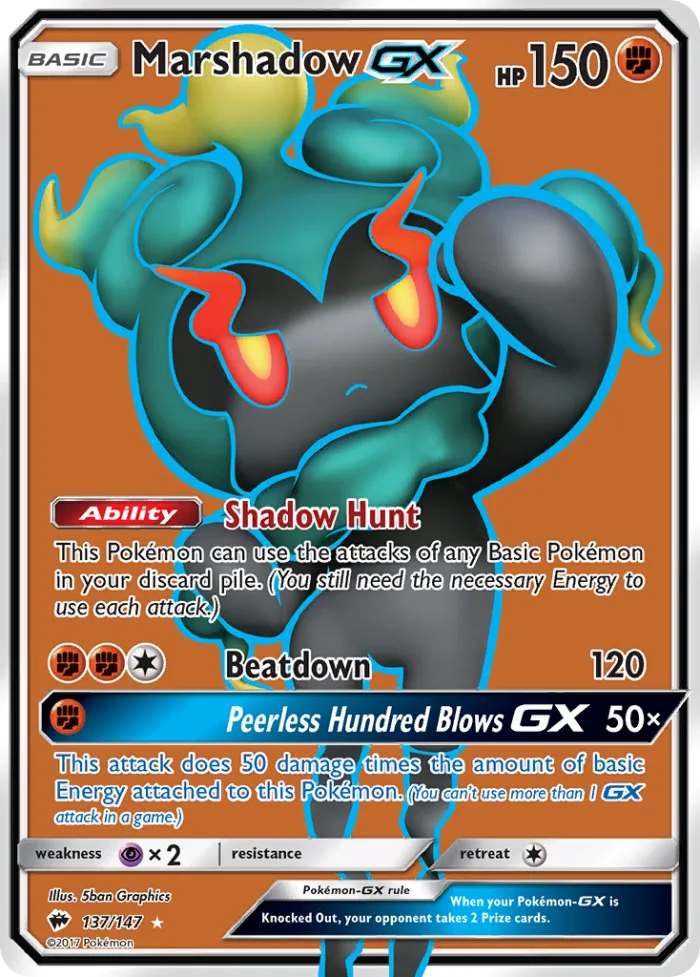 Marshadow-GX #137 Burning Shadows Pokemon card