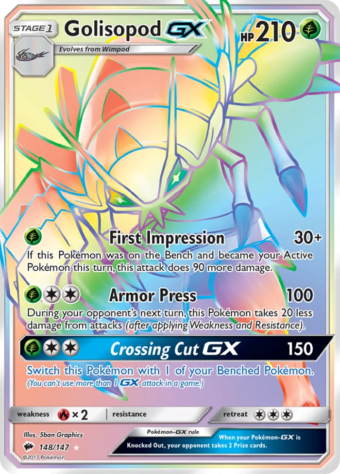 Golisopod-GX #148 Burning Shadows Pokemon card