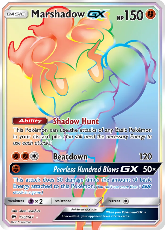 Marshadow-GX #156 Burning Shadows Pokemon card