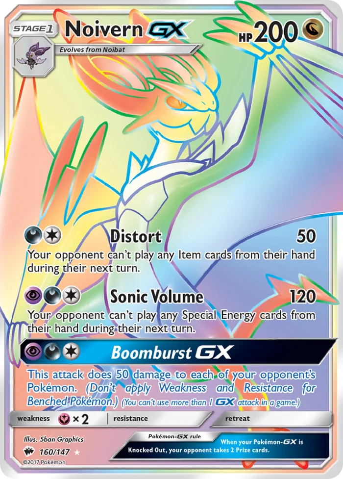 Noivern-GX #160 Burning Shadows Pokemon card