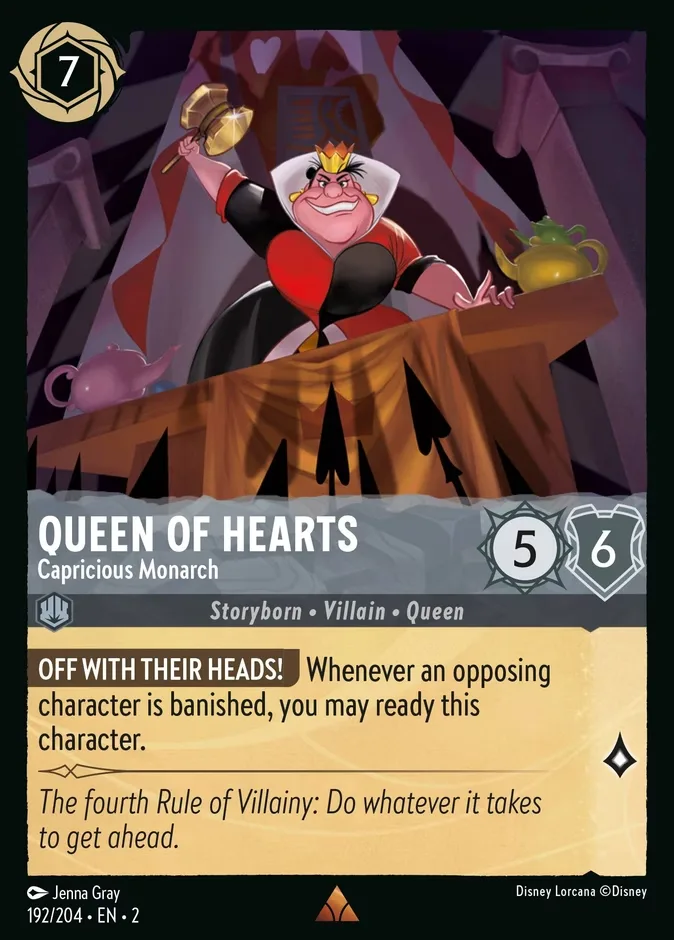 Queen of Hearts #192 Rise of the Floodborn Disney Lorcana card