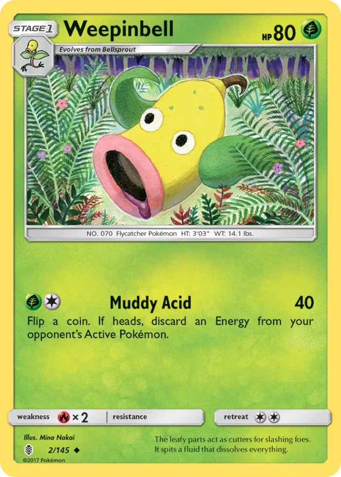 Weepinbell #2 Guardians Rising Pokemon card