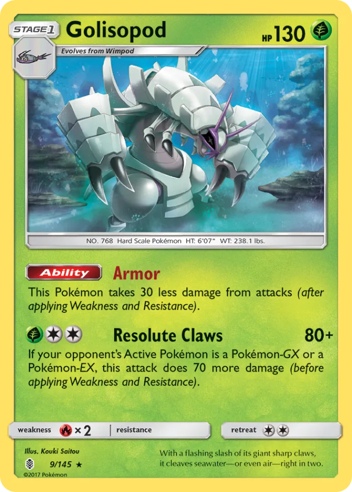 Golisopod #9 Guardians Rising Pokemon card