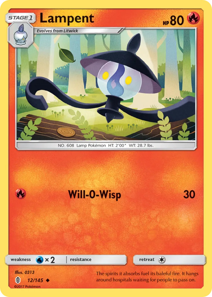Lampent #12 Guardians Rising Pokemon card