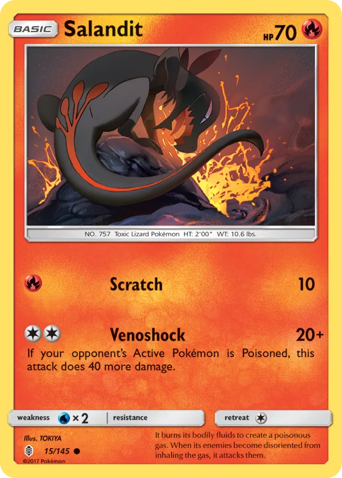 Salandit #15 Guardians Rising Pokemon card