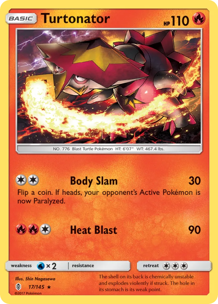 Turtonator #17 Guardians Rising Pokemon card