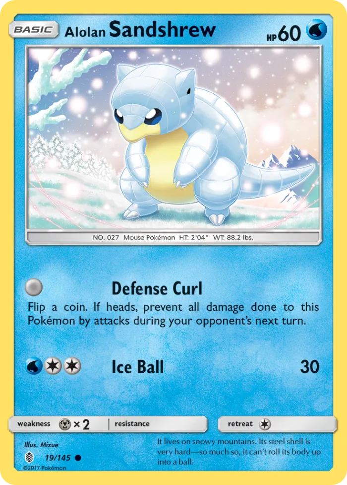 Alolan Sandshrew #19 Guardians Rising Pokemon card