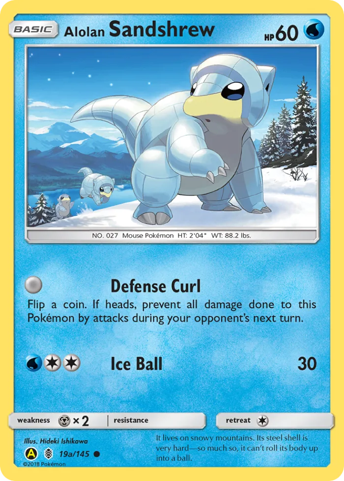 Alolan Sandshrew #19a Guardians Rising Pokemon card
