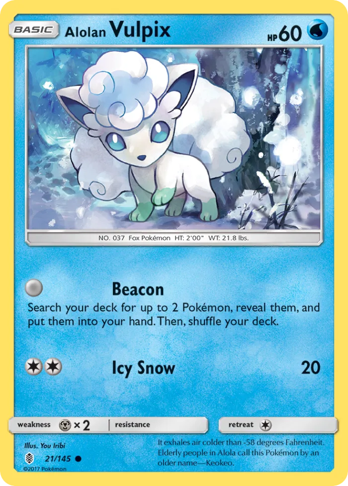 Alolan Vulpix #21 Guardians Rising Pokemon card