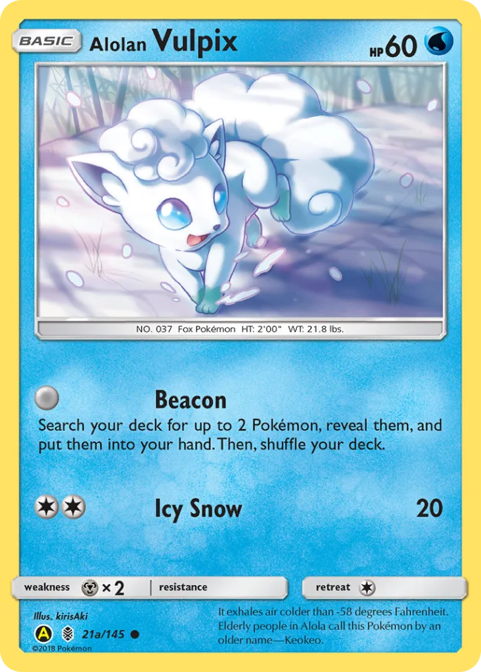 Alolan Vulpix #21a Guardians Rising Pokemon card