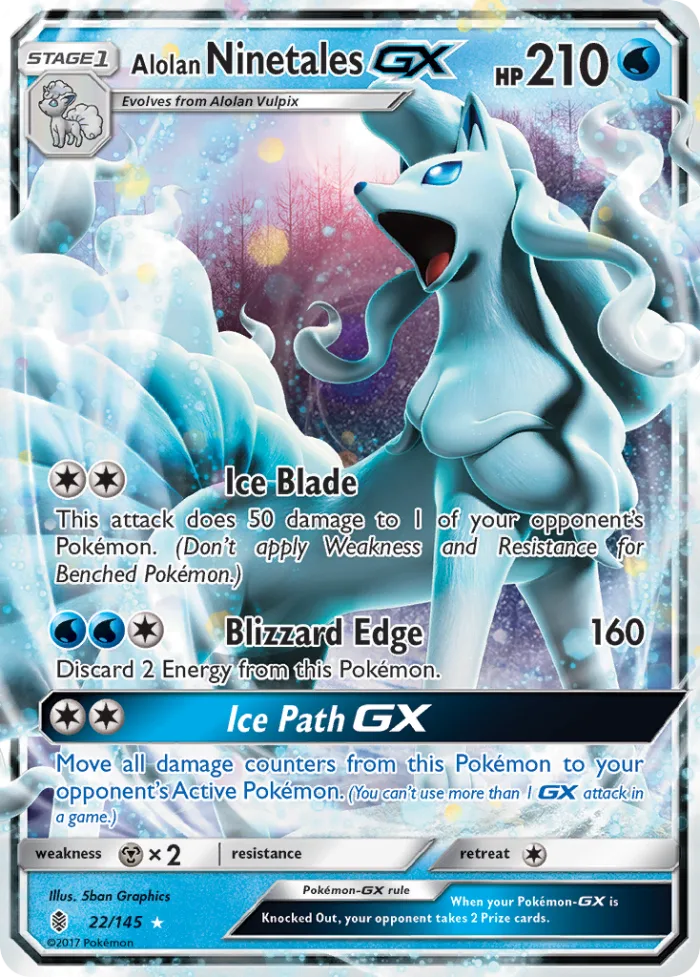 Alolan Ninetales-GX #22 Guardians Rising Pokemon card