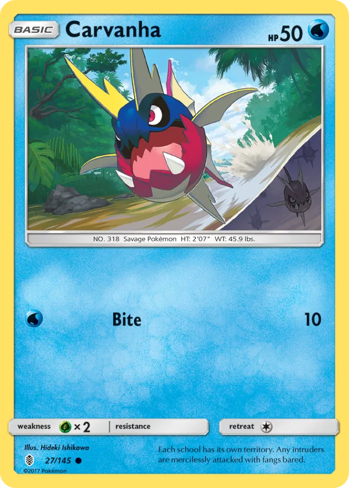 Carvanha #27 Guardians Rising Pokemon card