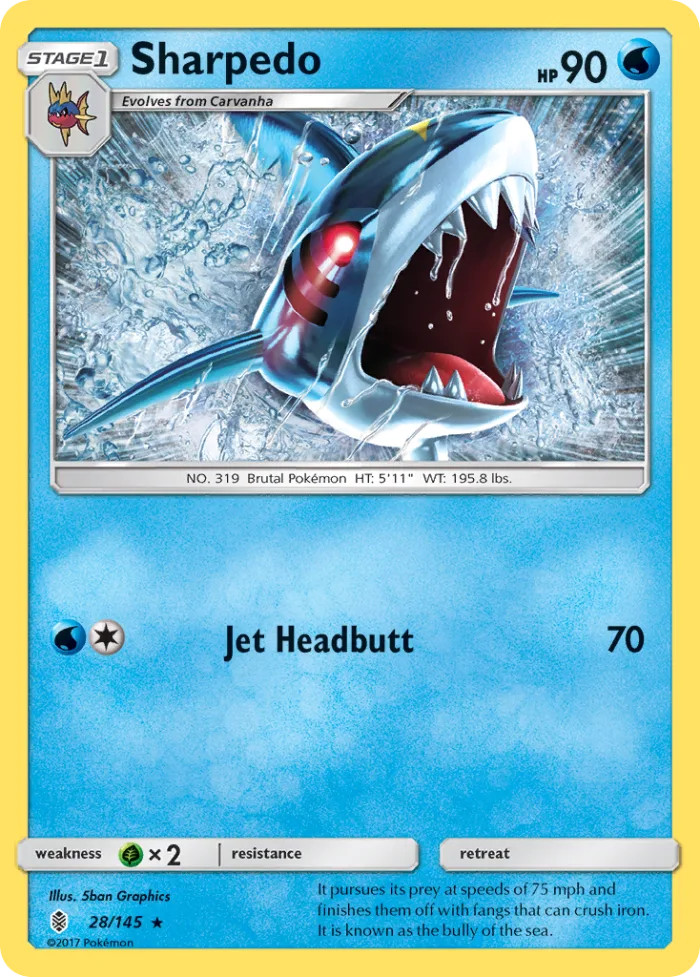 Sharpedo #28 Guardians Rising Pokemon card
