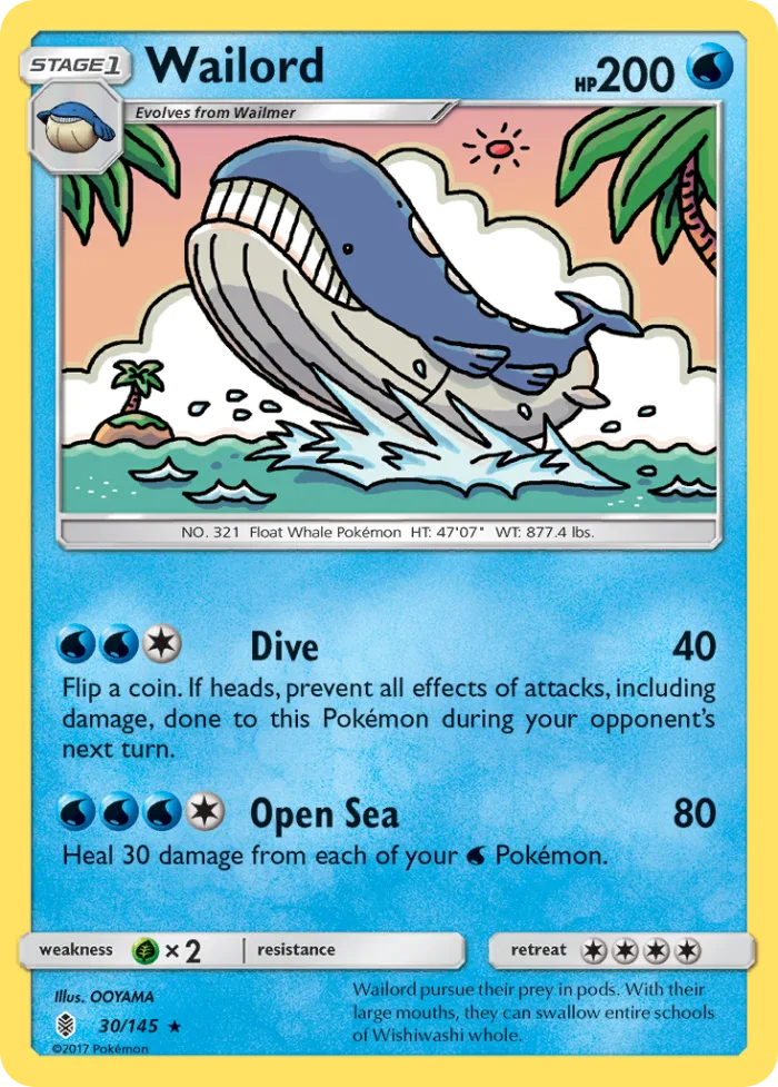 Wailord #30 Guardians Rising Pokemon card