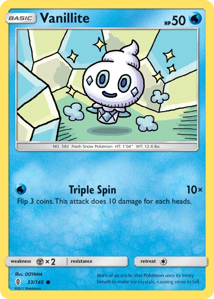 Vanillite #33 Guardians Rising Pokemon card