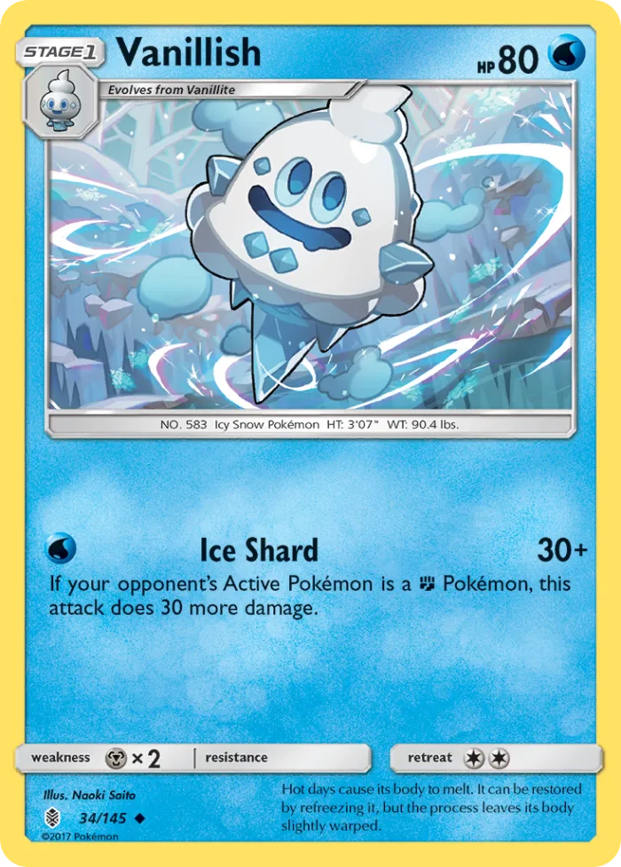 Vanillish #34 Guardians Rising Pokemon card