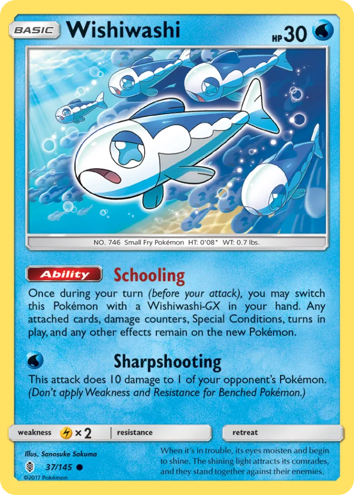 Wishiwashi #37 Guardians Rising Pokemon card